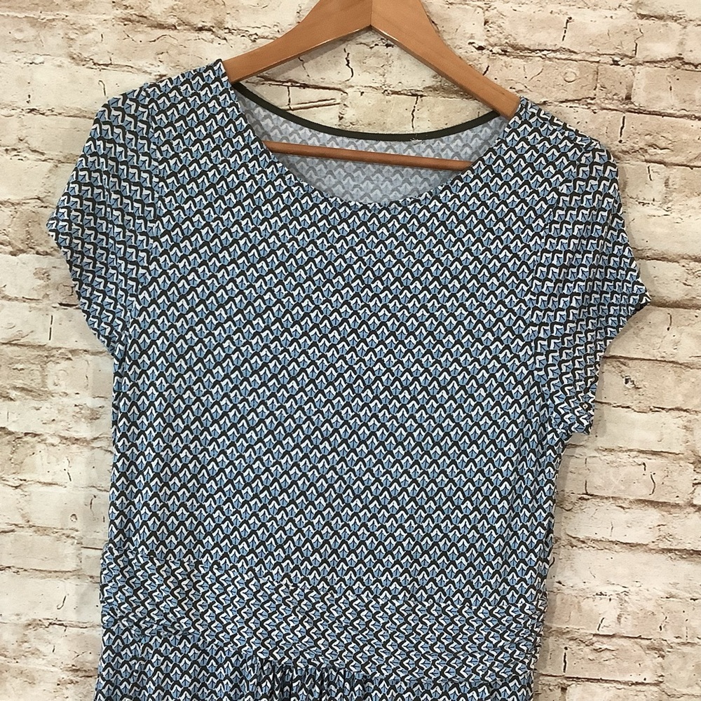 Boden Amelia Blue White Geometric Jersey Dress with Pockets M Medium - Picture 3 of 4